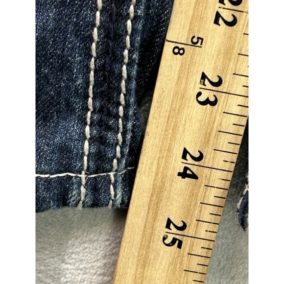 Rock Revival Jeans Womens Sz 29 Blue Leona Boot Mid Rise Thick Stitch Short Read - Picture 15 of 16